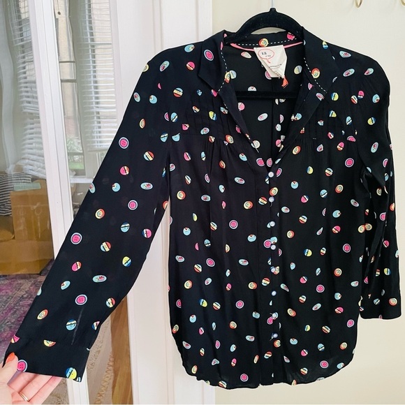Anthro 52 Conversations Button Print Blouse - Picture 2 of 9